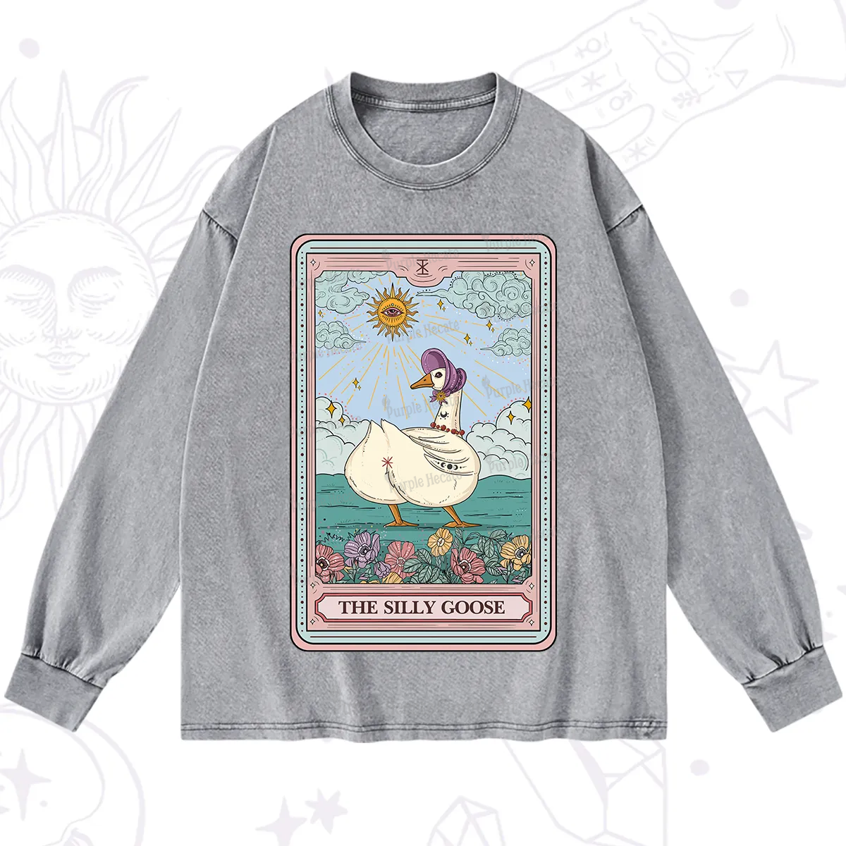 Purplehecate The Silly Goose Tarot Washed Long Sleeve Shirt