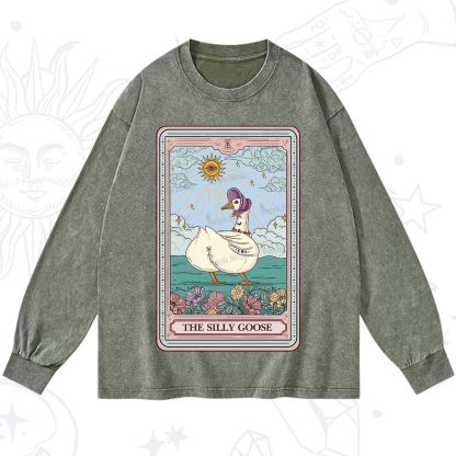 Purplehecate The Silly Goose Tarot Washed Long Sleeve Shirt