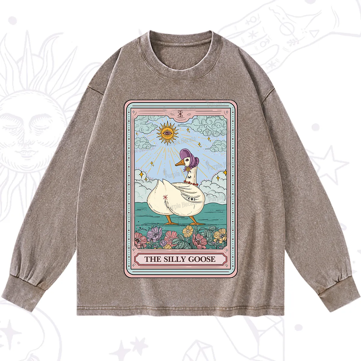 Purplehecate The Silly Goose Tarot Washed Long Sleeve Shirt