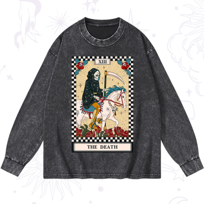 Purplehecate The Death Tarot Skeleton Washed Long Sleeve Shirt