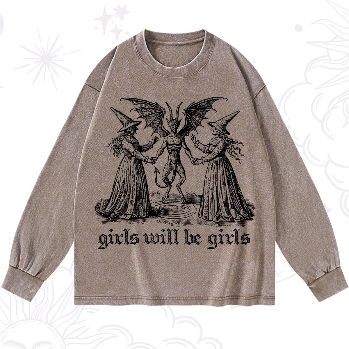 Purplehecate Witch Girls Will Be Girls Washed Long Sleeve Shirt