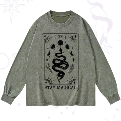 Purplehecate The Stay Magical Tarot Washed Long Sleeve Shirt