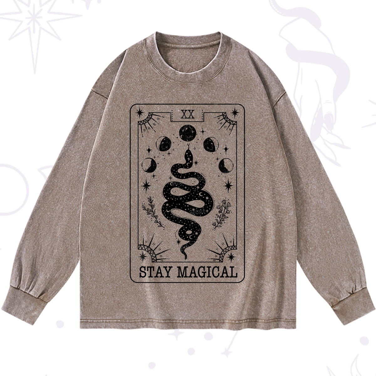 Purplehecate The Stay Magical Tarot Washed Long Sleeve Shirt