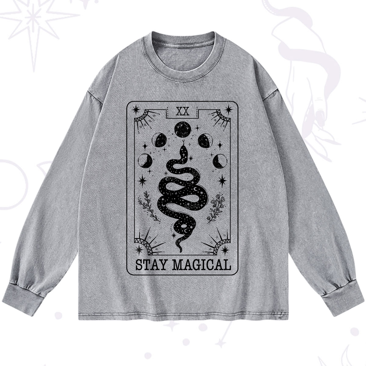 Purplehecate The Stay Magical Tarot Washed Long Sleeve Shirt