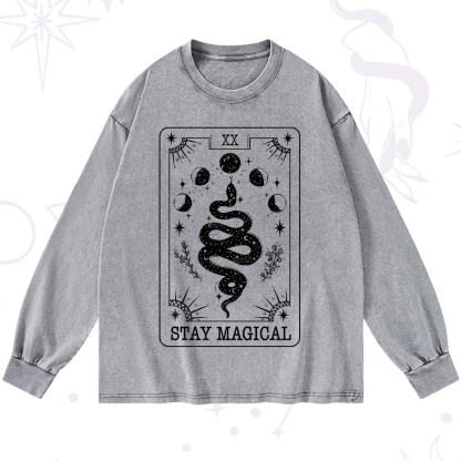 Purplehecate The Stay Magical Tarot Washed Long Sleeve Shirt