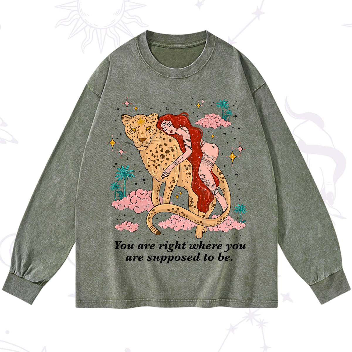 Purplehecate You Are Right Where You Are Supposed To Be Washed Long Sleeve Shirt