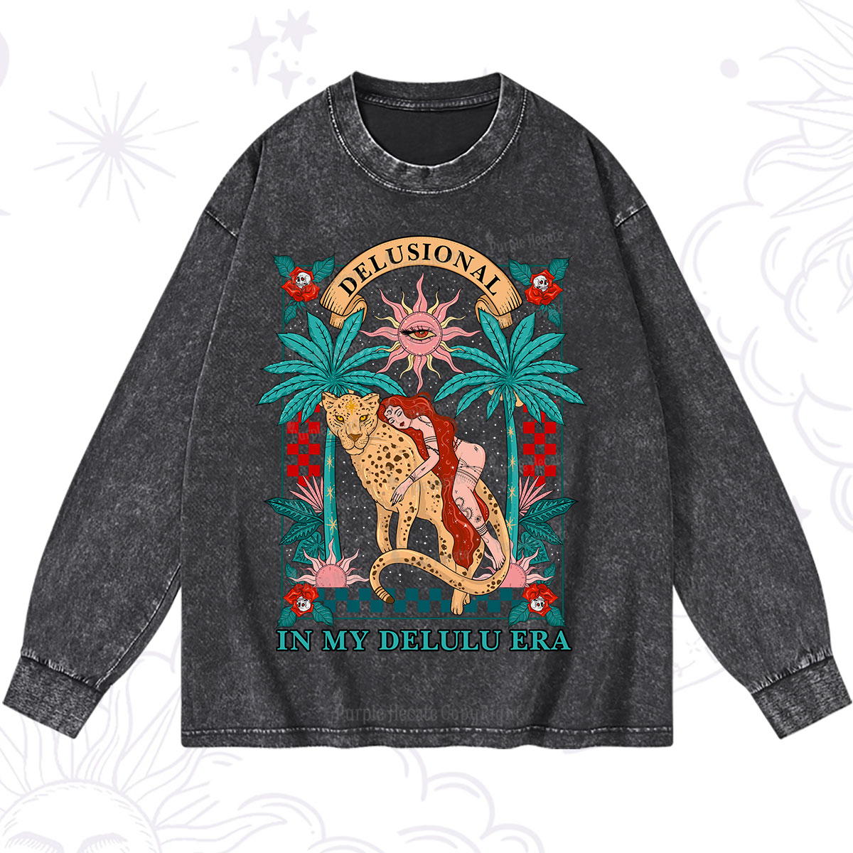 Purplehecate In My Delulu Era Washed Long Sleeve Shirt