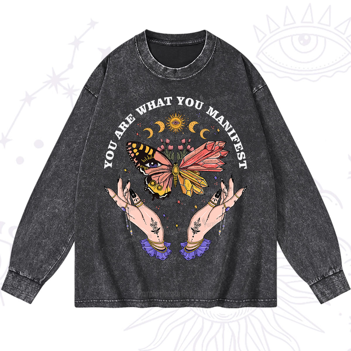 Purplehecate You Are What You Manifest Washed Long Sleeve Shirt