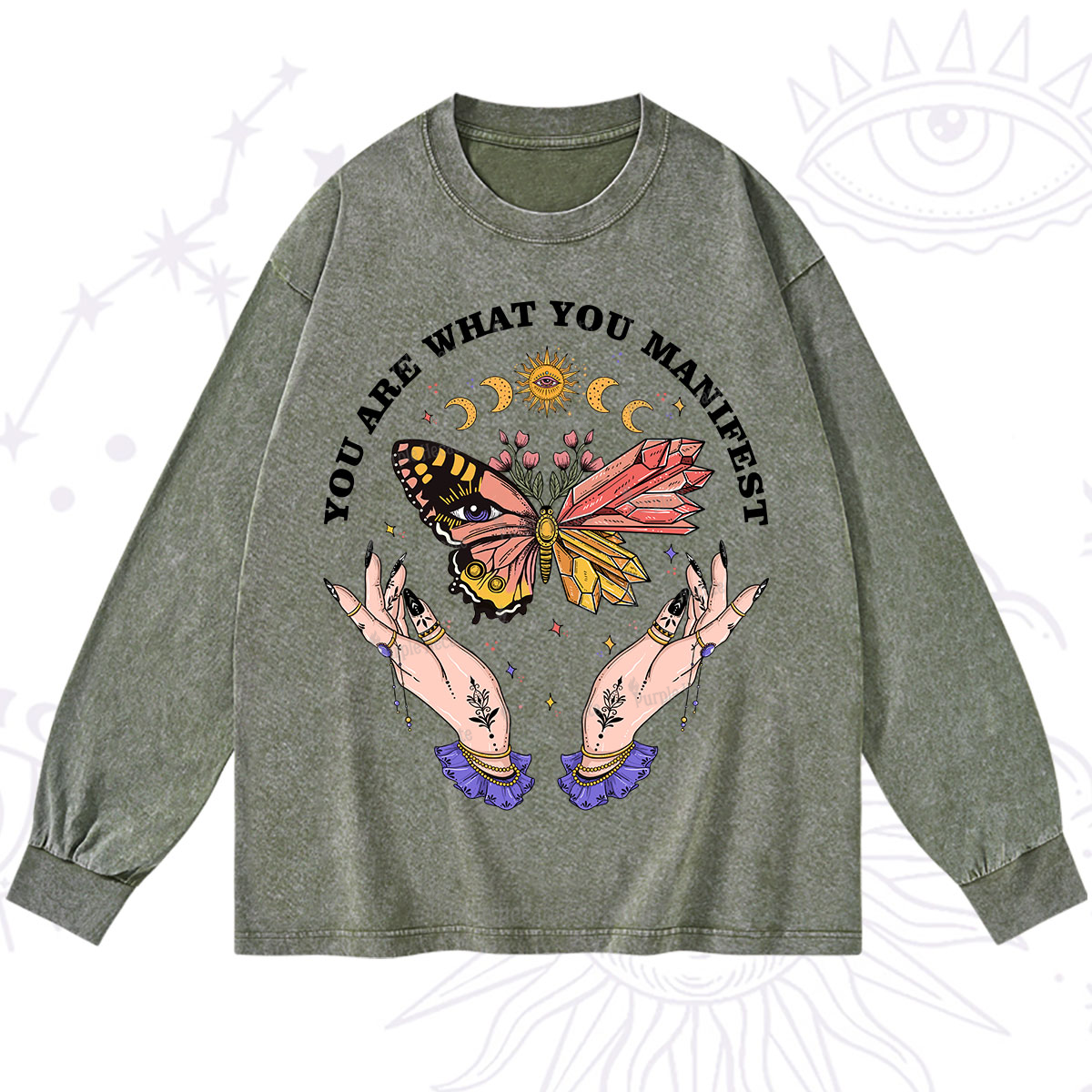 Purplehecate You Are What You Manifest Washed Long Sleeve Shirt