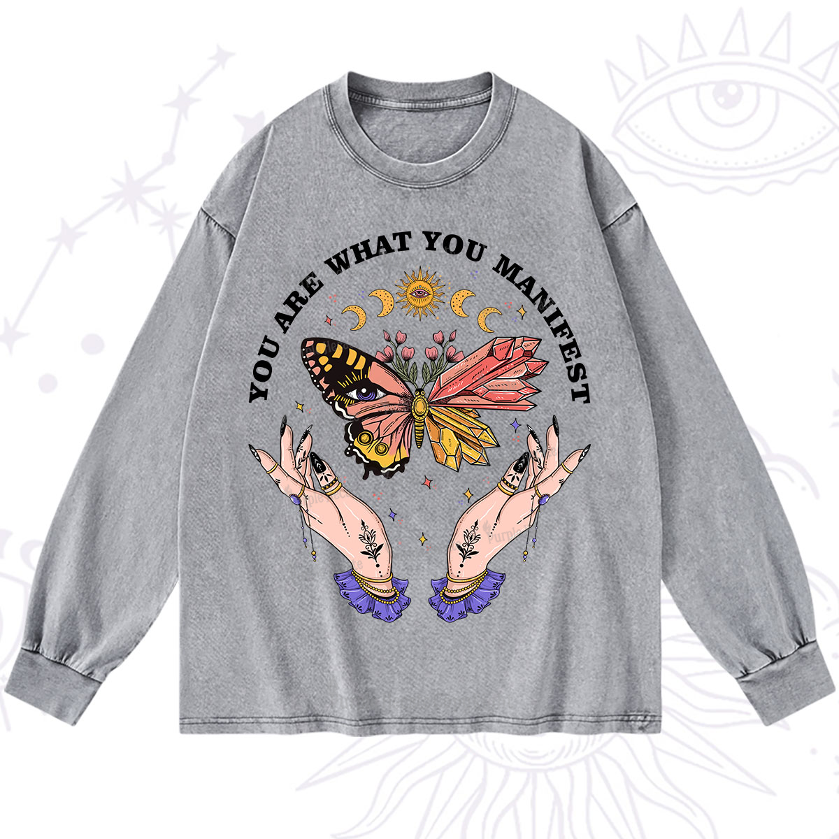 Purplehecate You Are What You Manifest Washed Long Sleeve Shirt