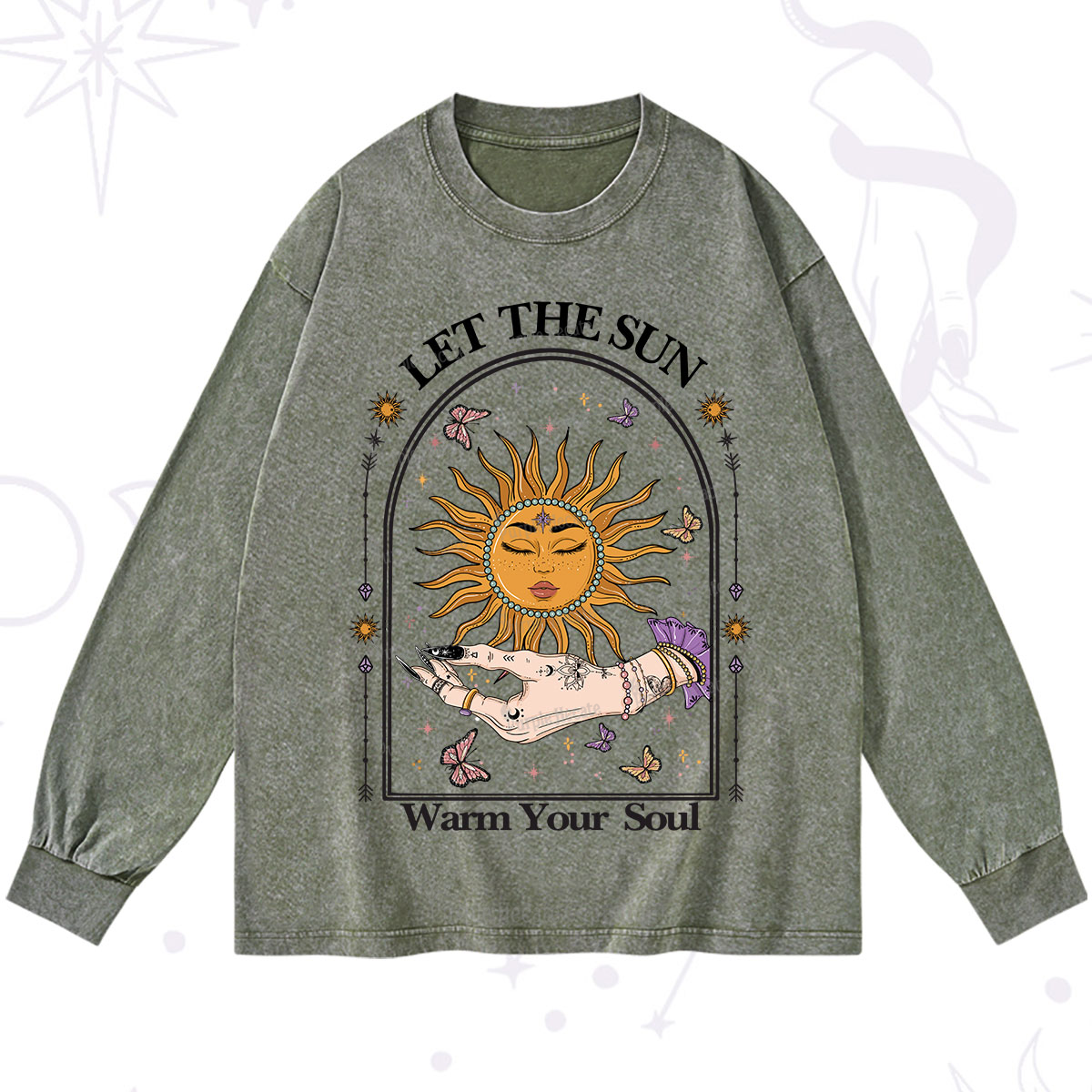 Purplehecate Let The Sun Warm Your Soul Washed Long Sleeve Shirt