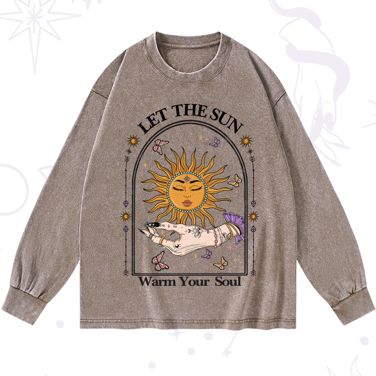 Purplehecate Let The Sun Warm Your Soul Washed Long Sleeve Shirt