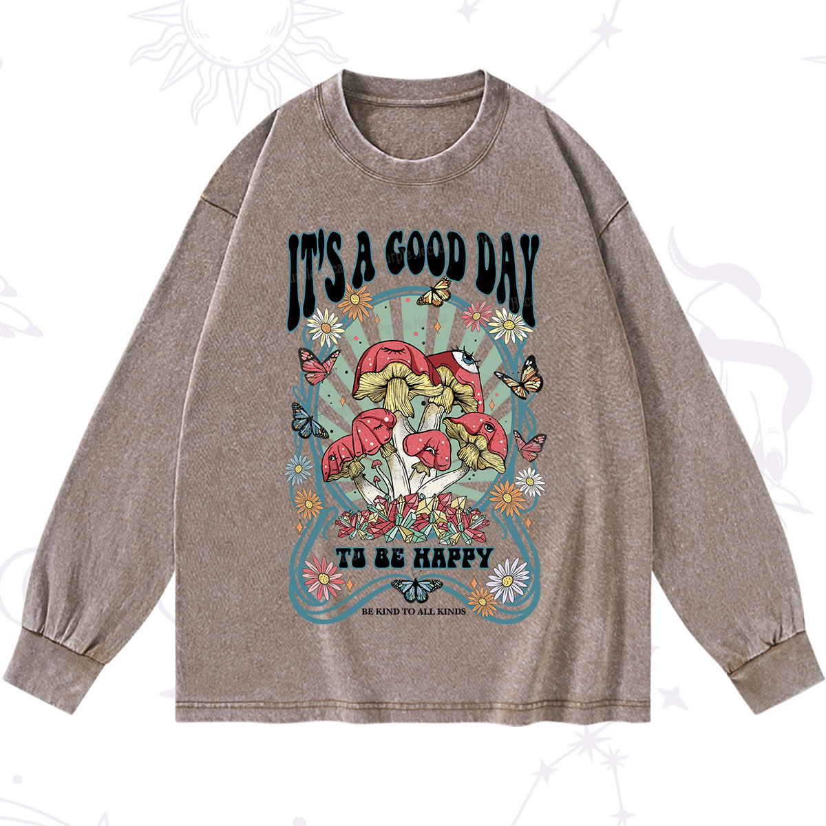 Purplehecate It's A Good Day To Be Happy Washed Long Sleeve Shirt