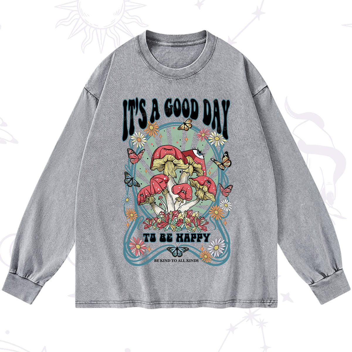 Purplehecate It's A Good Day To Be Happy Washed Long Sleeve Shirt