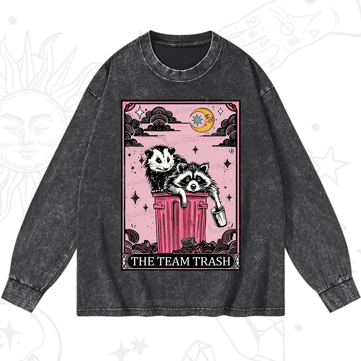 Purplehecate The Team Trash Raccoon & Possum Tarot Washed Long Sleeve Shirt