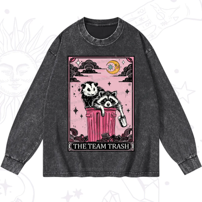 Purplehecate The Team Trash Raccoon & Possum Tarot Washed Long Sleeve Shirt