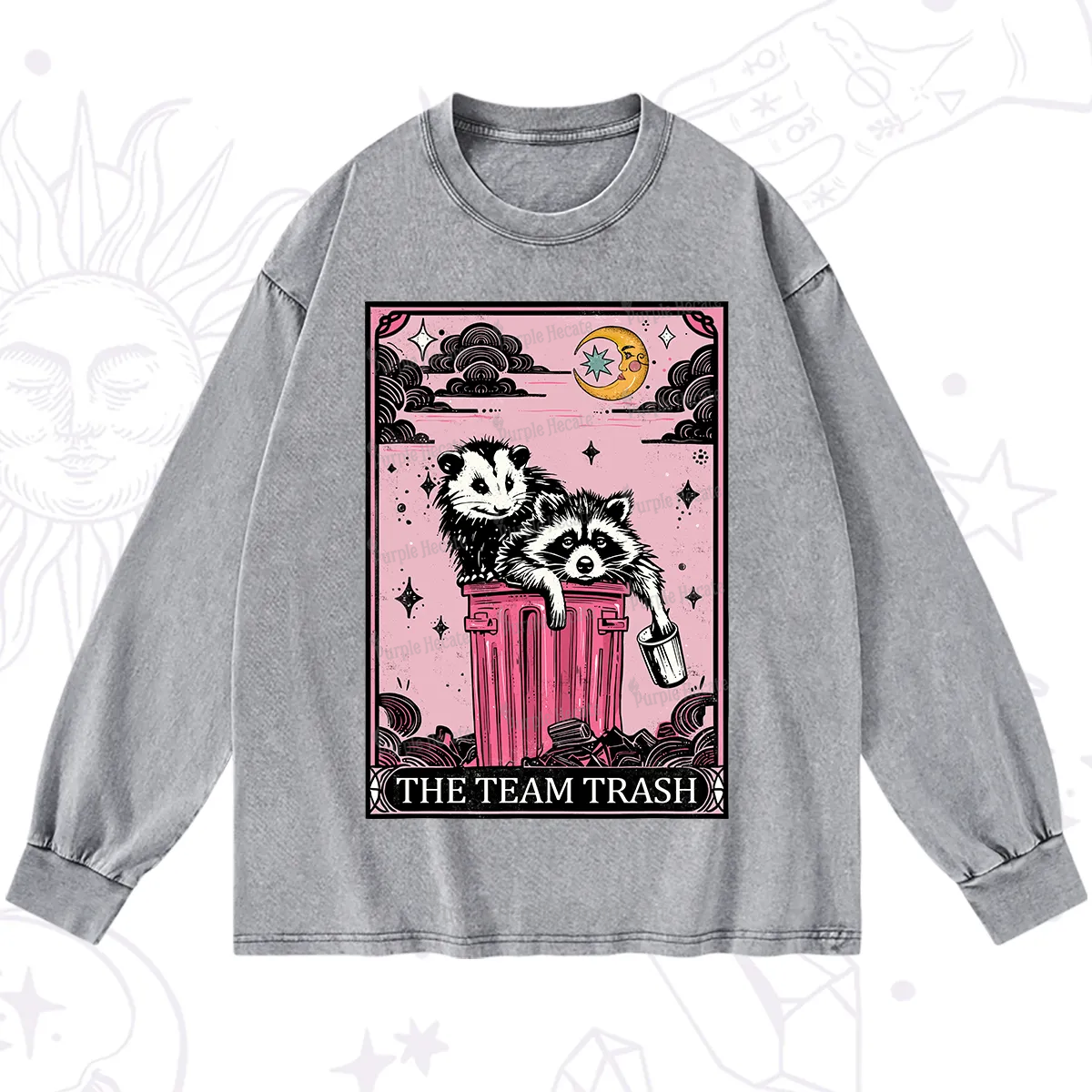 Purplehecate The Team Trash Raccoon & Possum Tarot Washed Long Sleeve Shirt