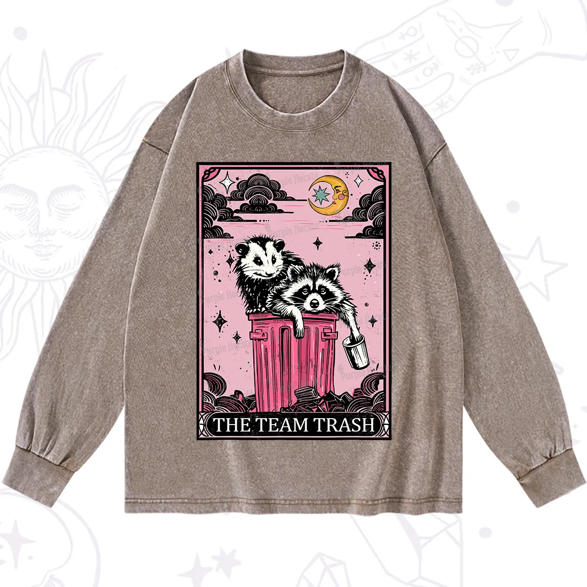 Purplehecate The Team Trash Raccoon & Possum Tarot Washed Long Sleeve Shirt