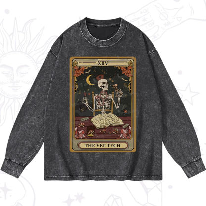 Purplehecate The Vet Tech Skeleton Tarot Washed Long Sleeve Shirt