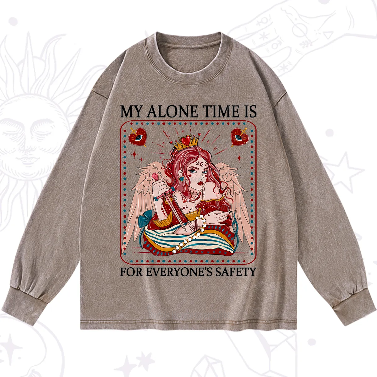 Purplehecate My Alone Time Is For Everyone's Safety Washed Long Sleeve Shirt