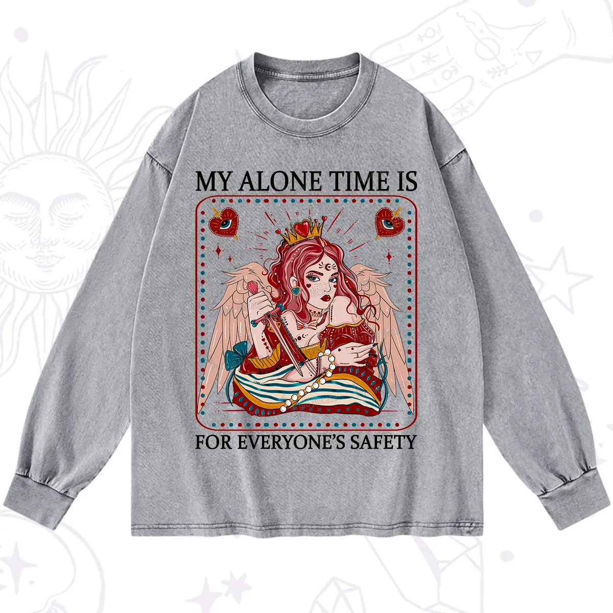 Purplehecate My Alone Time Is For Everyone's Safety Washed Long Sleeve Shirt