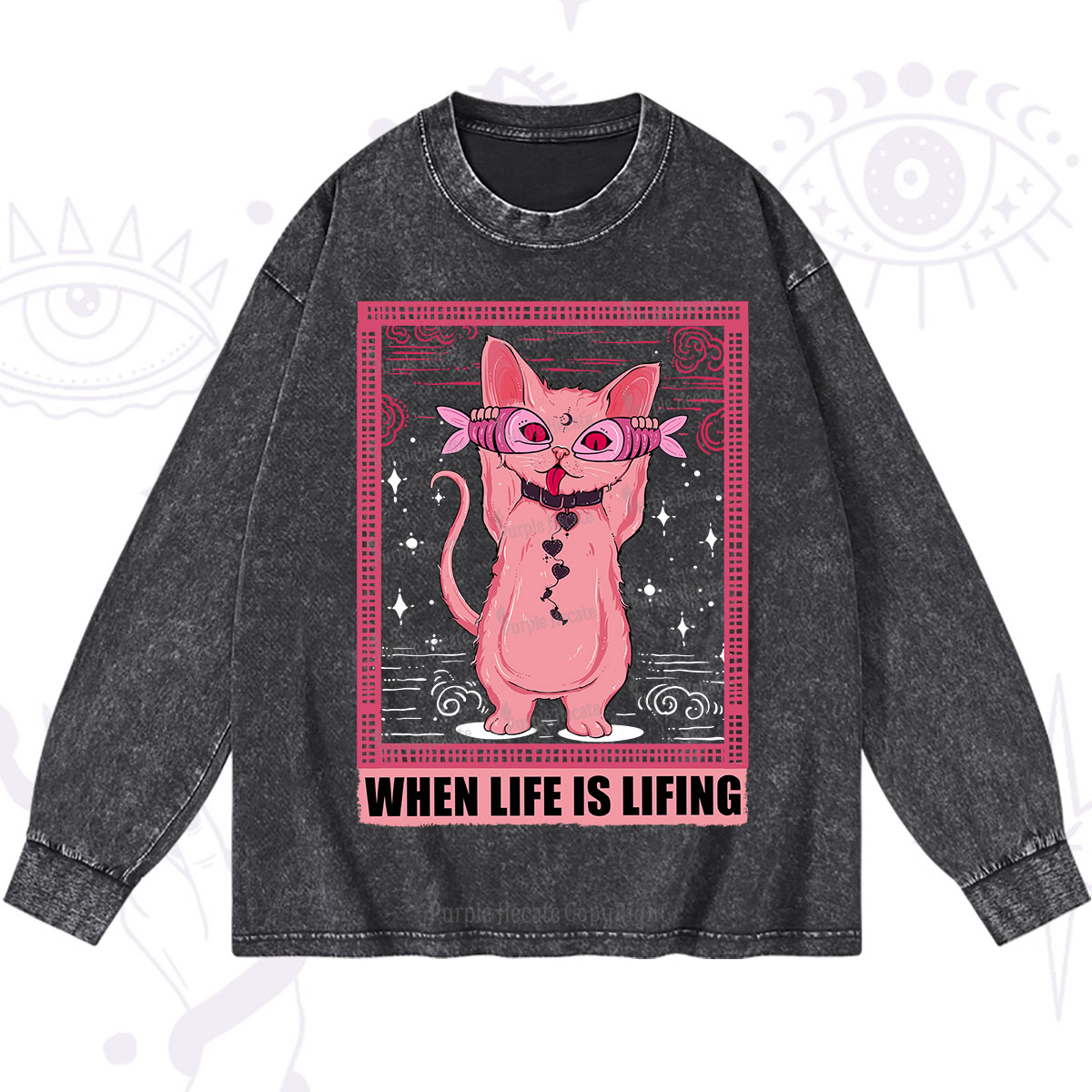 Purplehecate When Life Is Lifting Washed Long Sleeve Shirt