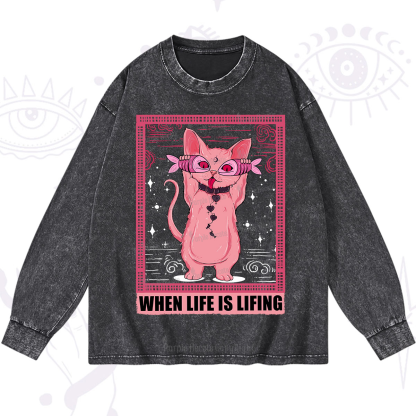 Purplehecate When Life Is Lifting Washed Long Sleeve Shirt
