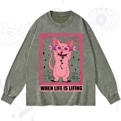 Purplehecate When Life Is Lifting Washed Long Sleeve Shirt