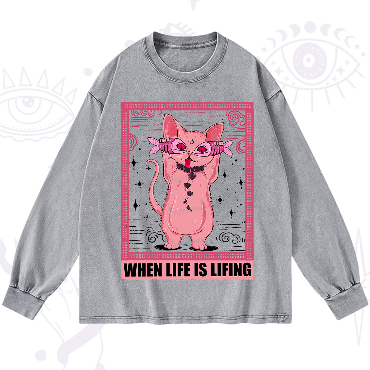 Purplehecate When Life Is Lifting Washed Long Sleeve Shirt