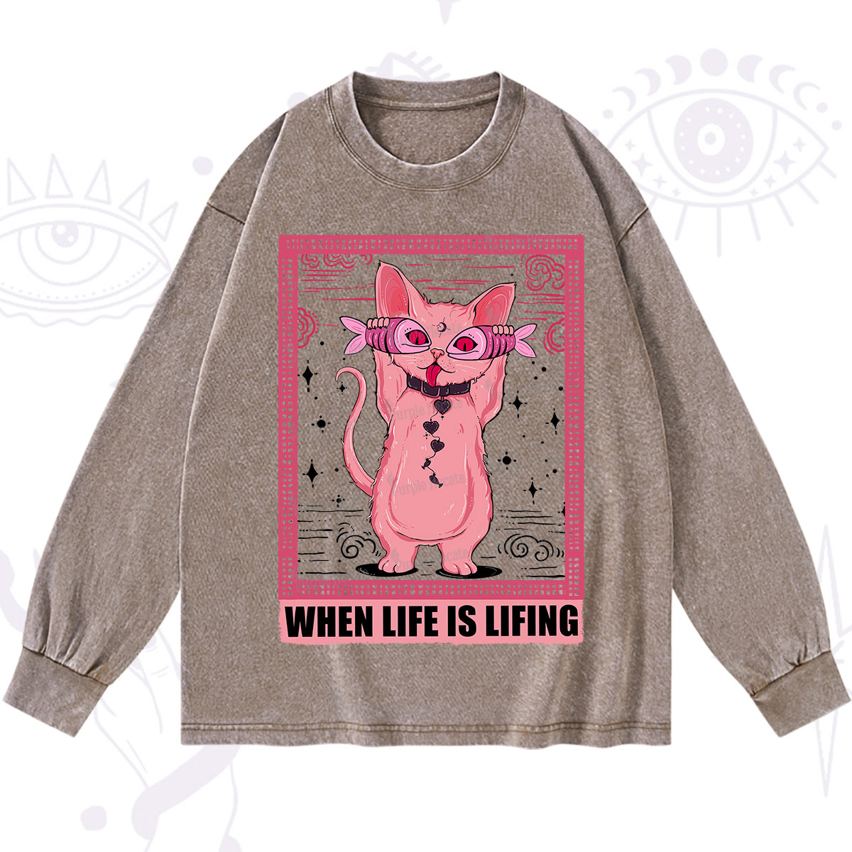 Purplehecate When Life Is Lifting Washed Long Sleeve Shirt