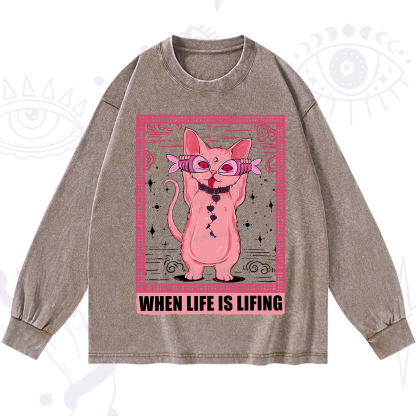 Purplehecate When Life Is Lifting Washed Long Sleeve Shirt