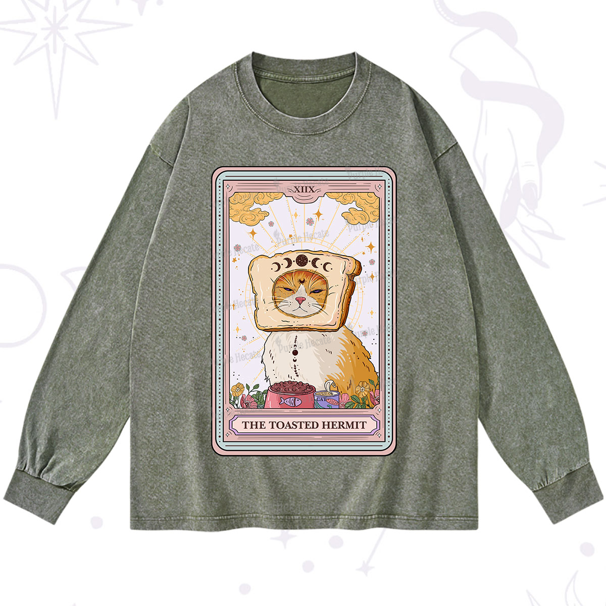 Purplehecate The Toasted Hermit Tarot Washed Long Sleeve Shirt