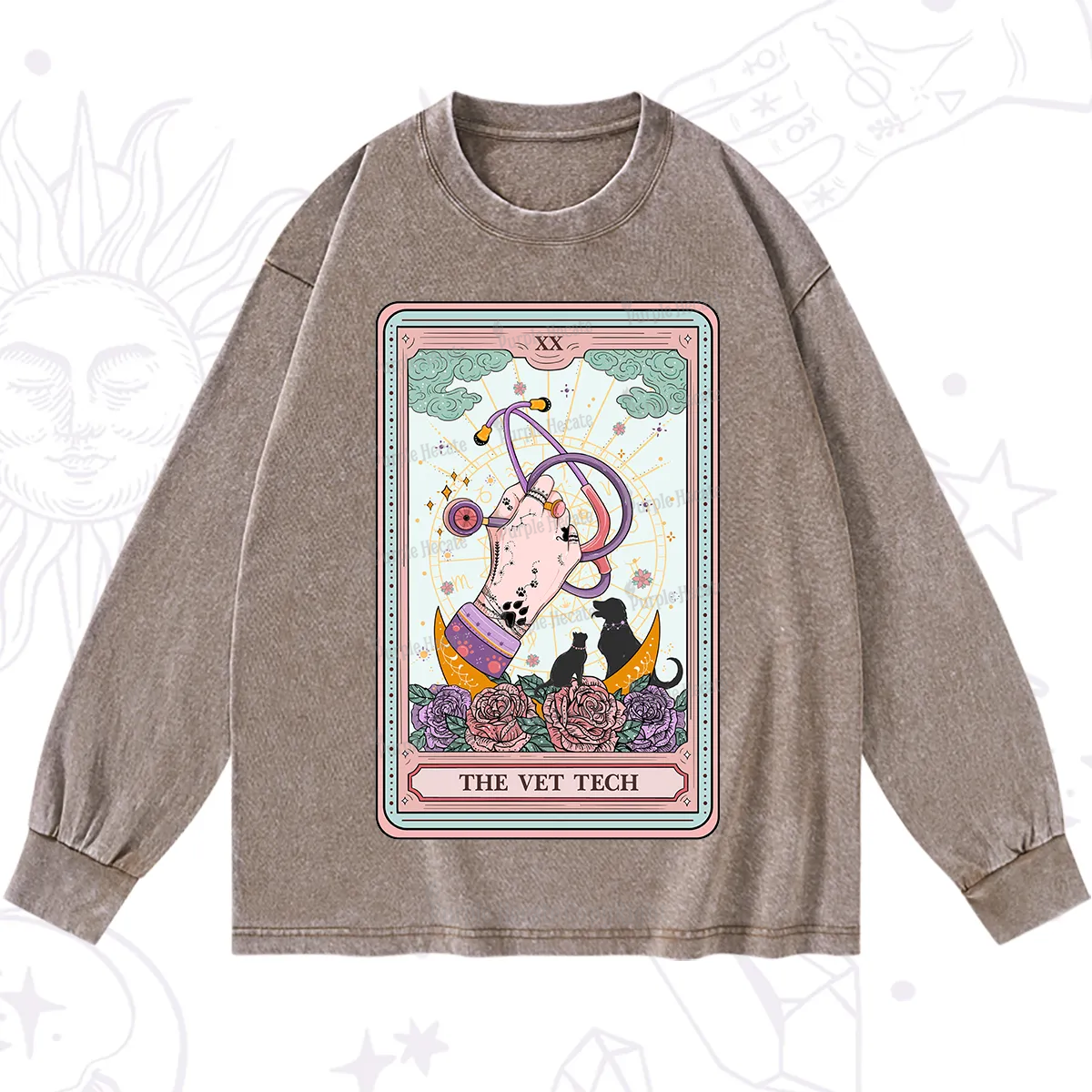 Purplehecate The Vet Tech Tarot Washed Long Sleeve Shirt