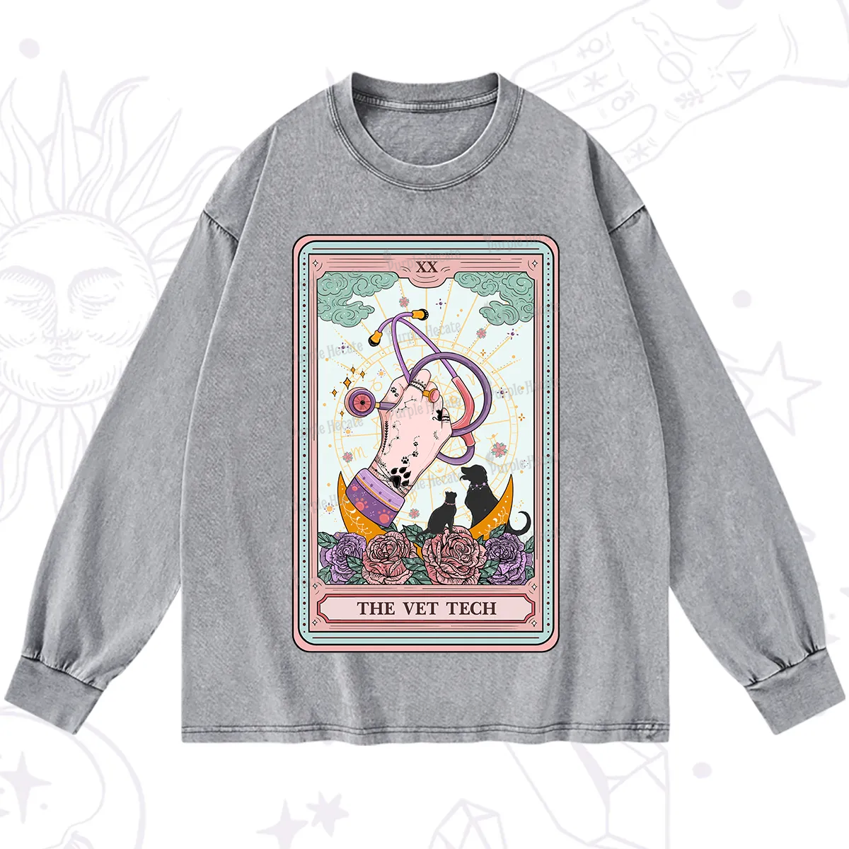Purplehecate The Vet Tech Tarot Washed Long Sleeve Shirt