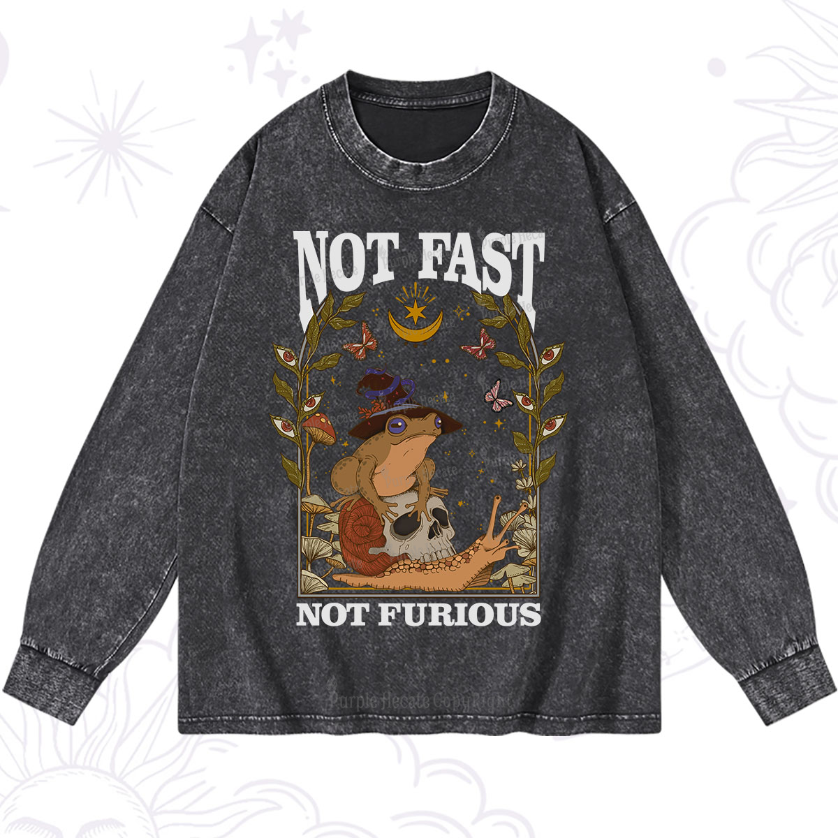 Purplehecate Not Fast Not Furious Washed Long Sleeve Shirt