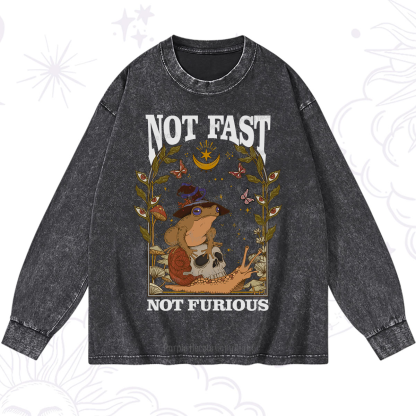 Purplehecate Not Fast Not Furious Washed Long Sleeve Shirt