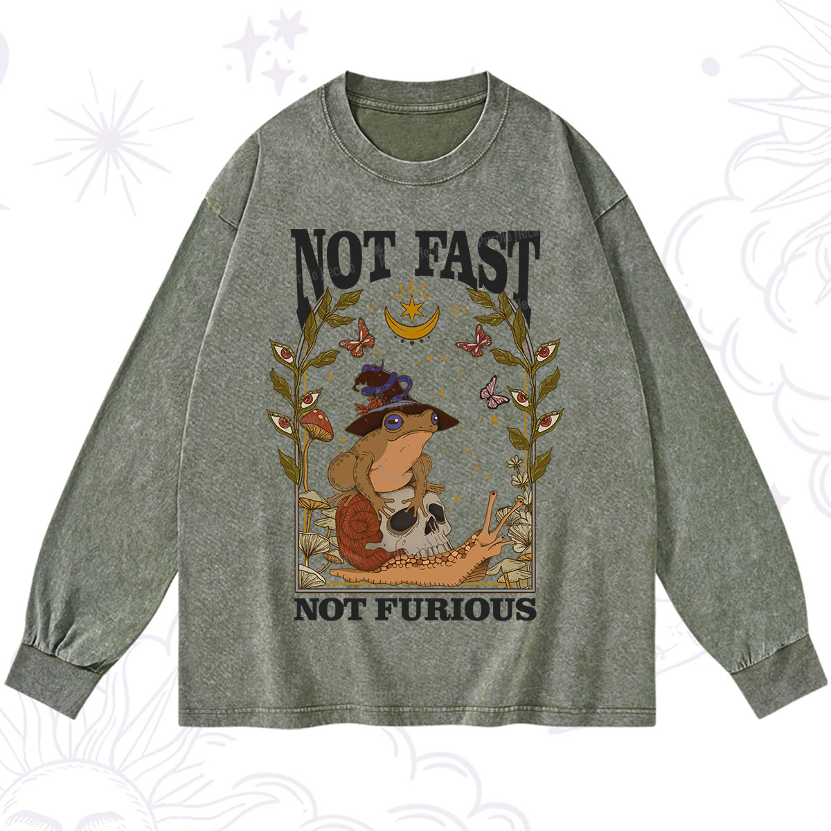Purplehecate Not Fast Not Furious Washed Long Sleeve Shirt