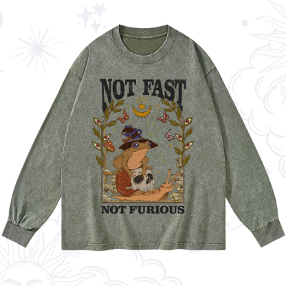 Purplehecate Not Fast Not Furious Washed Long Sleeve Shirt