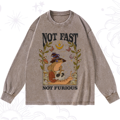 Purplehecate Not Fast Not Furious Washed Long Sleeve Shirt
