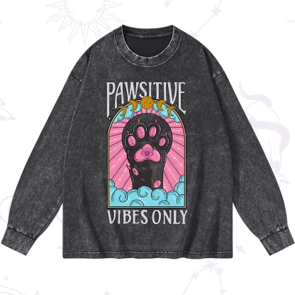 Purplehecate Pawsitive Vibes Only Washed Long Sleeve Shirt
