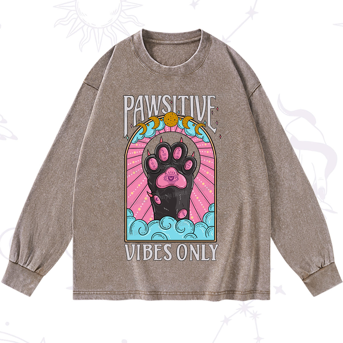 Purplehecate Pawsitive Vibes Only Washed Long Sleeve Shirt