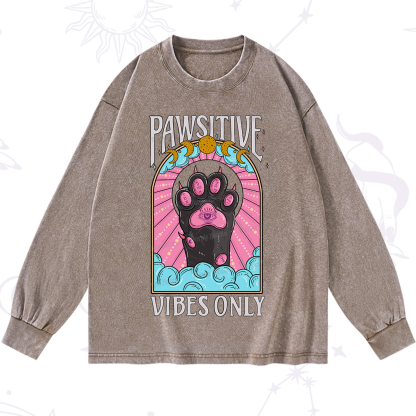 Purplehecate Pawsitive Vibes Only Washed Long Sleeve Shirt