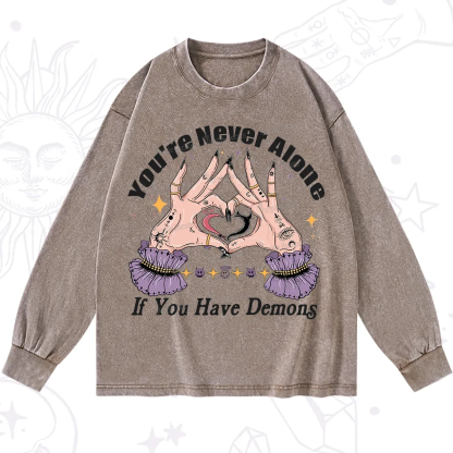 Purplehecate You're Never Alone If You Have Demons Washed Long Sleeve Shirt