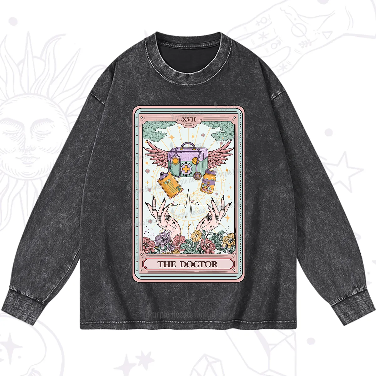 Purplehecate The Doctor Tarot Washed Long Sleeve Shirt