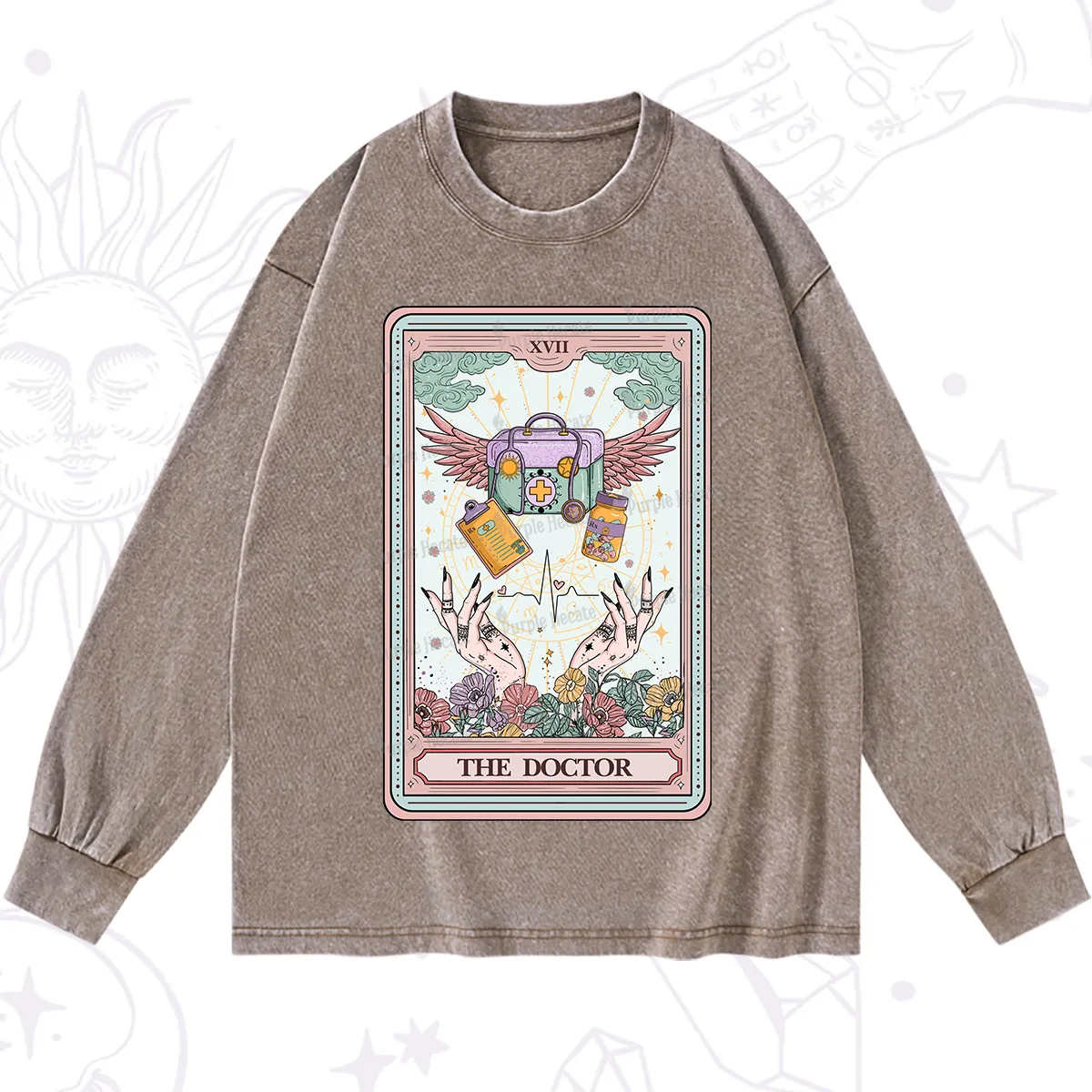 Purplehecate The Doctor Tarot Washed Long Sleeve Shirt