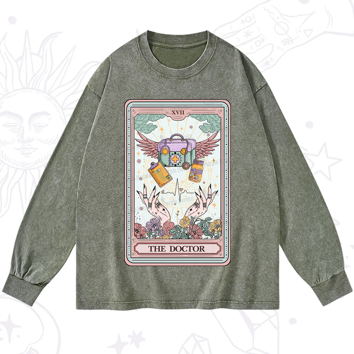 Purplehecate The Doctor Tarot Washed Long Sleeve Shirt