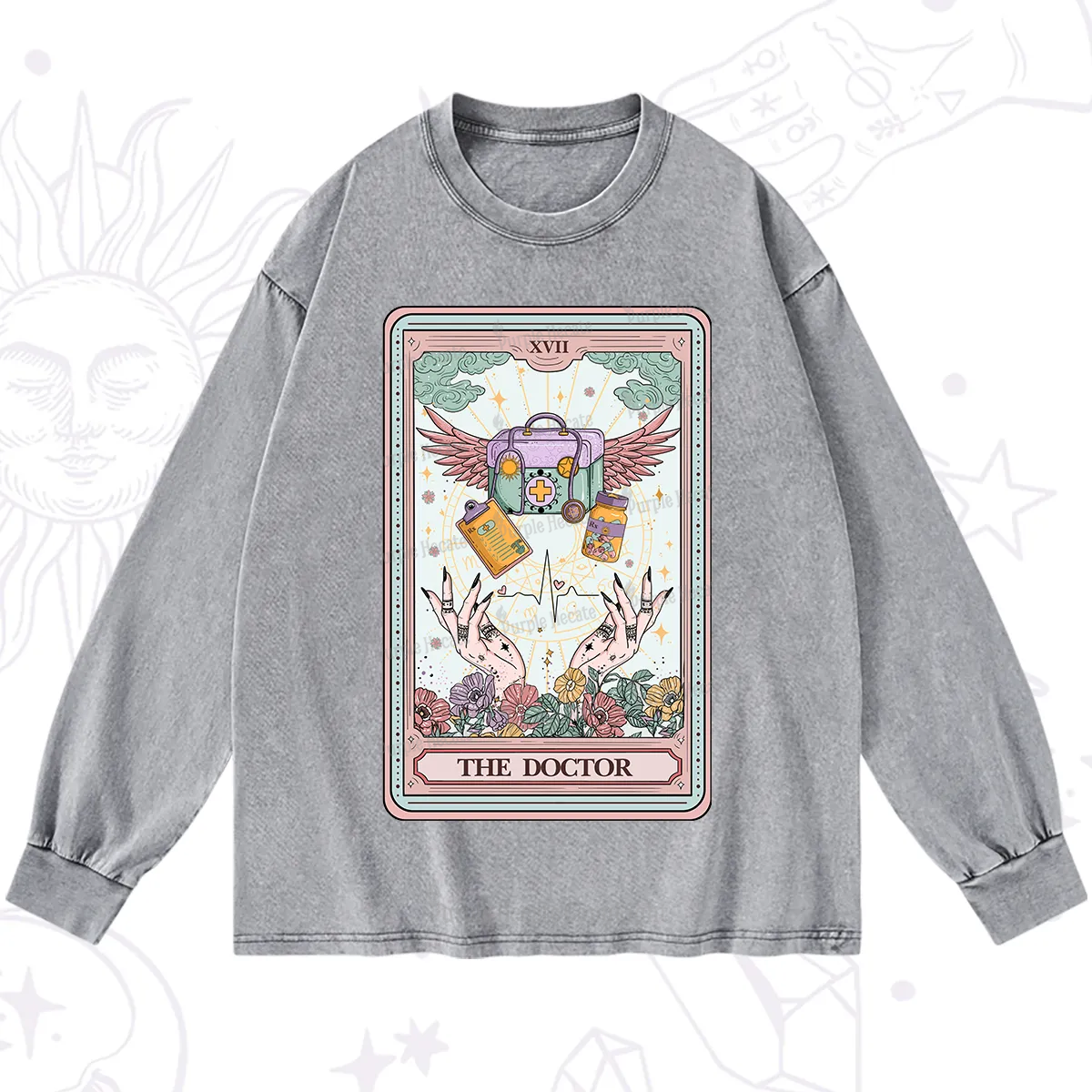 Purplehecate The Doctor Tarot Washed Long Sleeve Shirt