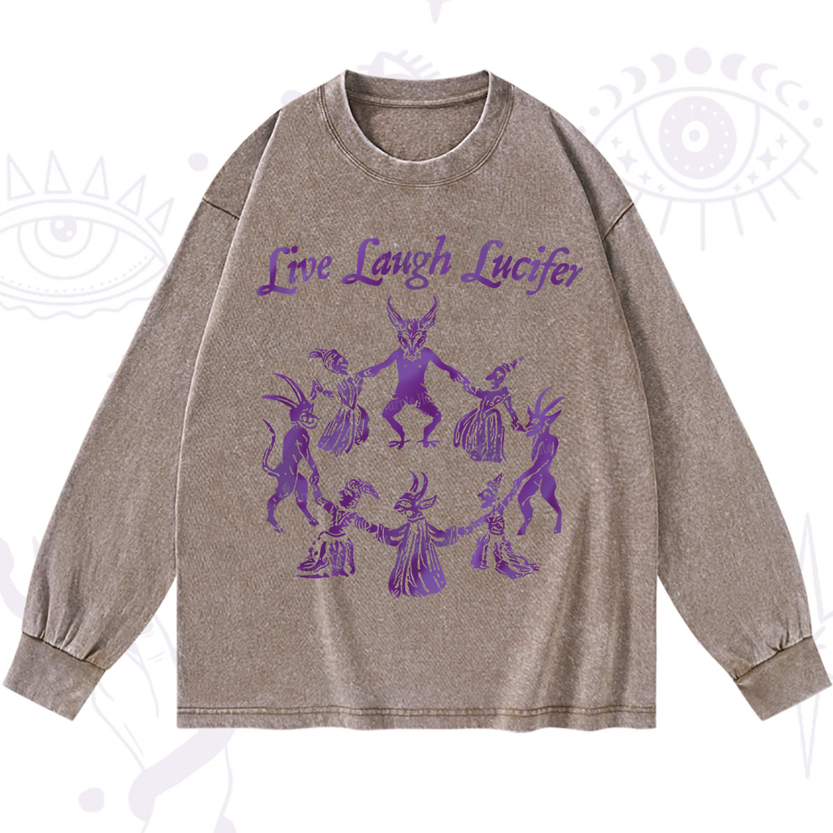 Purplehecate Live Laugh Lucifer Satanic Washed Long Sleeve Shirt