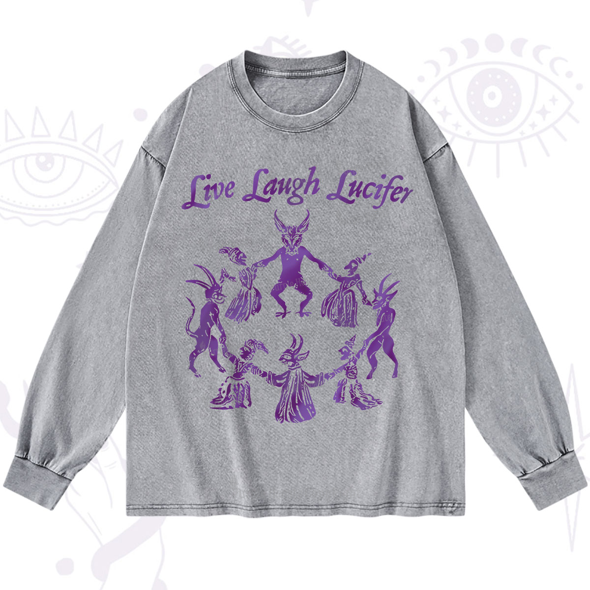 Purplehecate Live Laugh Lucifer Satanic Washed Long Sleeve Shirt