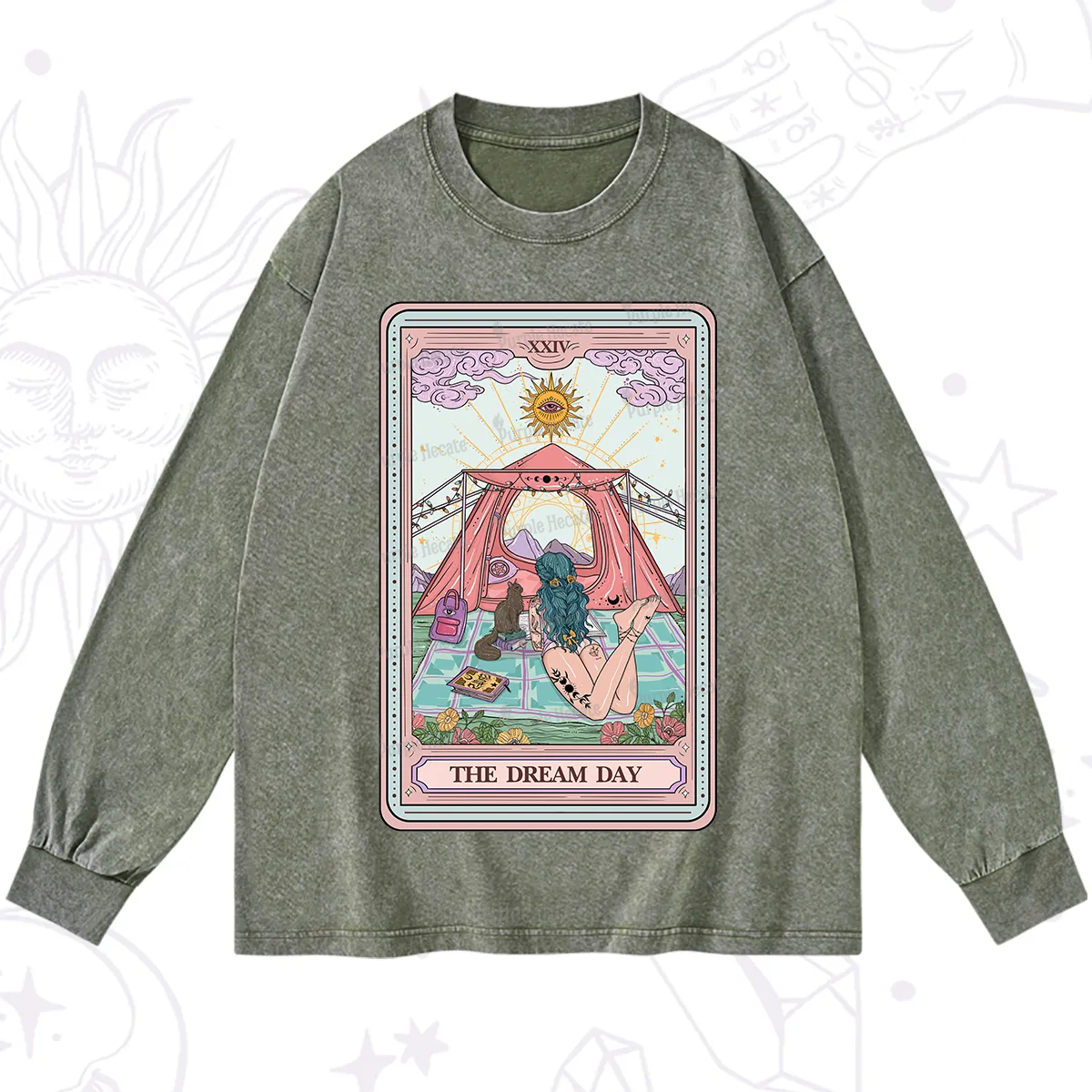 Purplehecate The Camp Lover Tarot Washed Long Sleeve Shirt